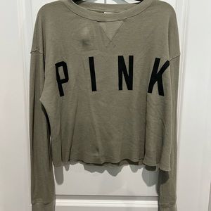 Victoria’s Secret Pink Raw Hem Long Sleeve Shirt, Sz S